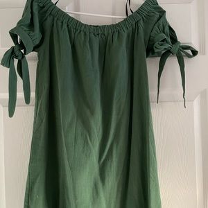 New with tags, small green off the shoulder linen blend dress.